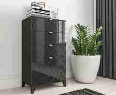 Комод современный в гостиную "Сканди 3" Black (блэк) глянец