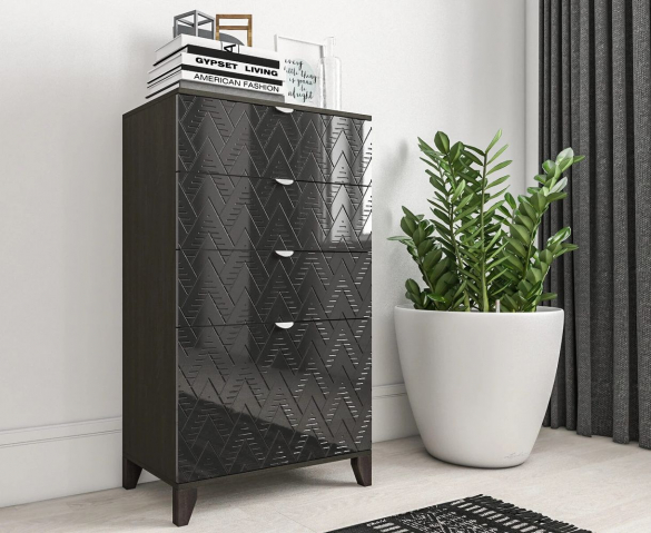 Комод "Сканди 3" Black (блэк) глянец
