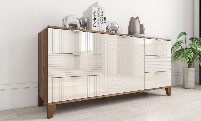 Комод "Сканди 33" ваниль глянец