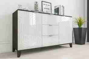 Современный комод в гостиную "Сканди 4" White (вайт) глянец