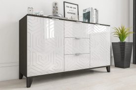 Современный комод в гостиную "Сканди 4" White (вайт) глянец