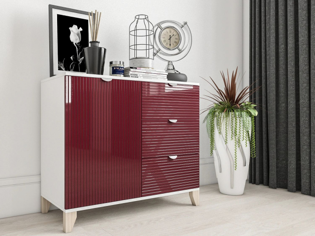 Комод "Сканди 6" вишневый глянец