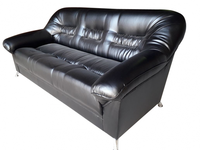 Диван трехместный "Карелия" экокожа, черный глянцевый