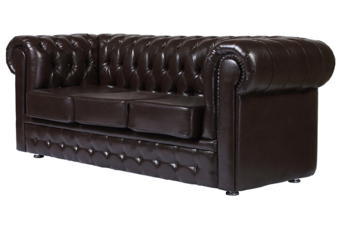 Диван "Честер" 3-х местный экокожа, коричневый
