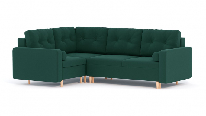 Угловой модульный диван "Белфаст" велюр Зара Изумруд