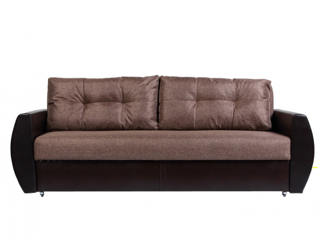 Диван-кровать "Бостон" рогожка/экокожа, коричневый