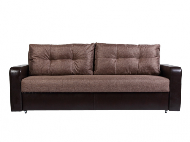 Диван-кровать "Дублин" рогожка/экокожа, коричневый