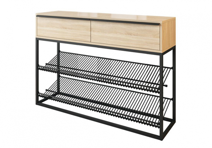 Обувница "Крафт 2" черный муар, дуб сонома