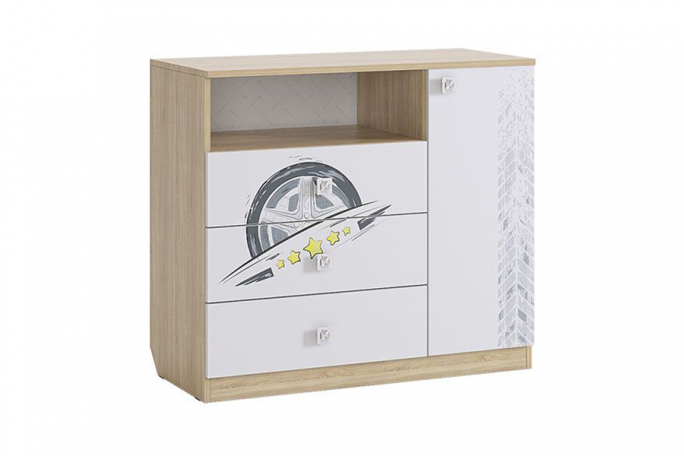 Комод "Форсаж" дуб сонома, белый