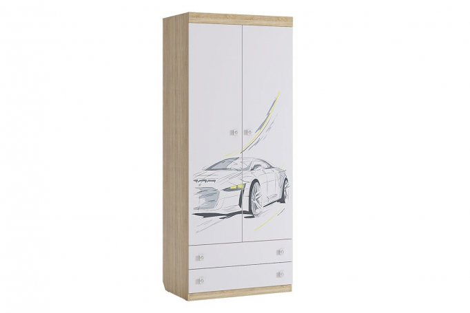 Шкаф двухстворчатый "Форсаж" дуб сонома, белый