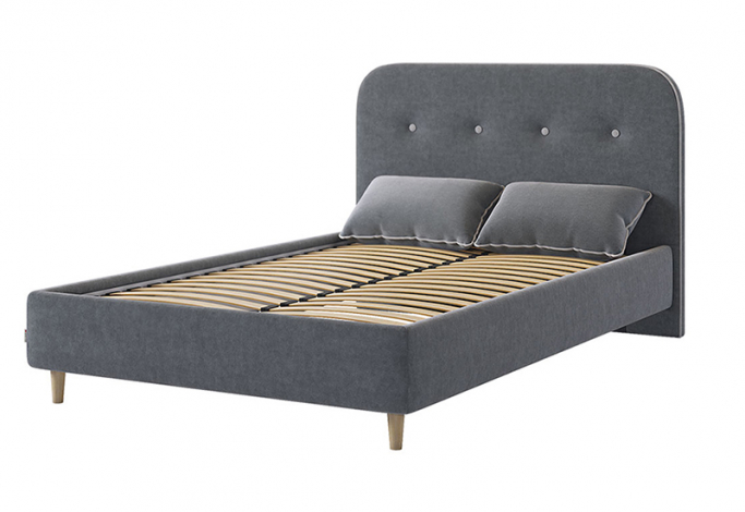 Кровать "Лео 1.2" велюр графит/галька