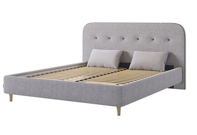 Кровать "Лео 1.6" велюр галька/графит