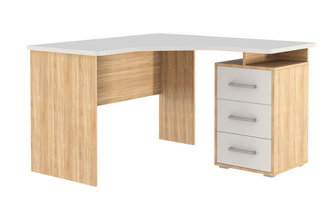 Стол компьютерный 1200 угловой "Лайт-2" дуб сонома, белый