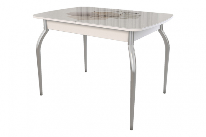 Стол обеденный раздвижной "Танго" белый/геометрия