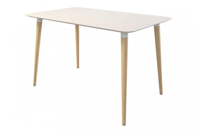 Стол обеденный "Сканди 1" белый/светлый лак