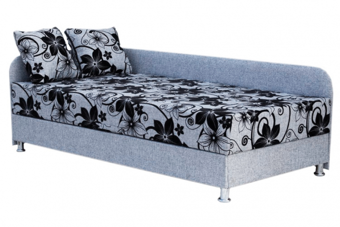 Тахта "София" серая рогожка цветы, левый угол