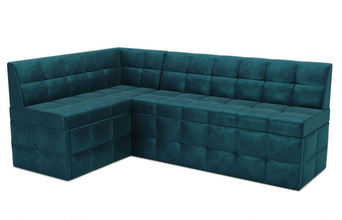 Диван-кровать кухонный угловой "Атлантис" бархат сине-зеленый Star velvet 43 Black green