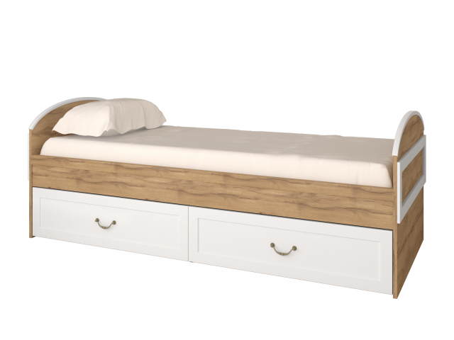 Кровать 09, дуб золотистый-белый