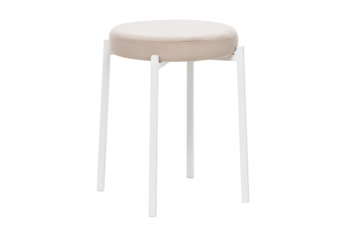 Табурет Leset (Лесет) "Авис" металл белый, велюр Ultra (Ультра) Песок