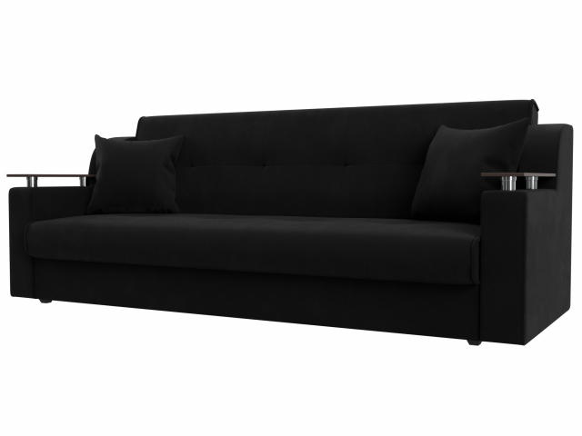 Диван-кровать "Сенатор" книжка, черный микровельвет, 100618