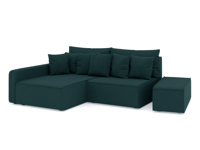 Угловой диван-кровать "Портленд" велюр Зара Изумруд