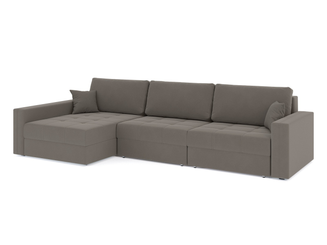 Угловой диван-кровать "Брест" трехместный велюр Зара Лайт Браун 05