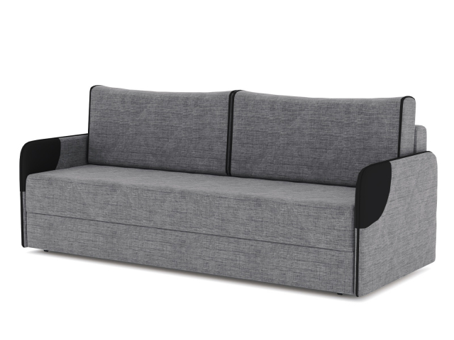 Диван-кровать "Марсель" рогожка Дрим Грей/экокожа черная