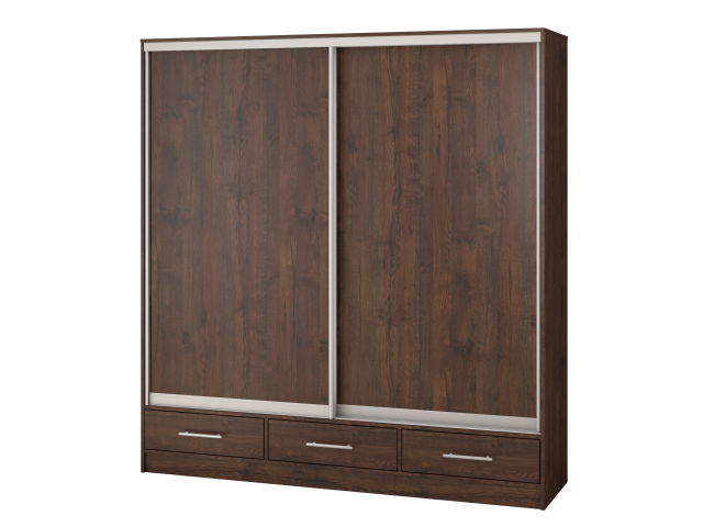 Шкаф-купе "Версаль" компоновка 3/ящики, 2 двери ЛДСП, дуб апрель темный