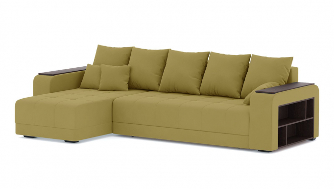 Угловой диван-кровать "Дубай" велюр Зара Yellow (Йеллоу) 44