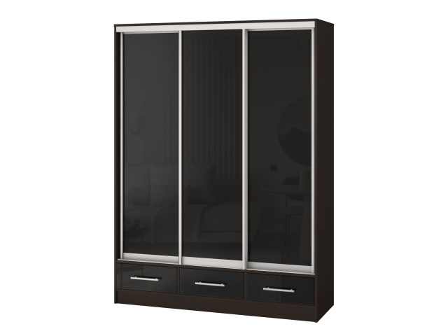 Шкаф-купе "Версаль" компоновка 2/ящики, 3 двери МДФ глянец, венге