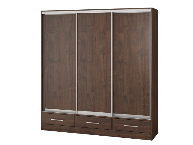 Шкаф-купе "Версаль" компоновка 3/ящики, 3 двери ЛДСП, дуб апрель темный
