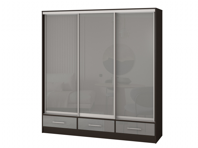 Шкаф-купе "Версаль" компоновка 3/ящики, 3 двери МДФ глянец, венге
