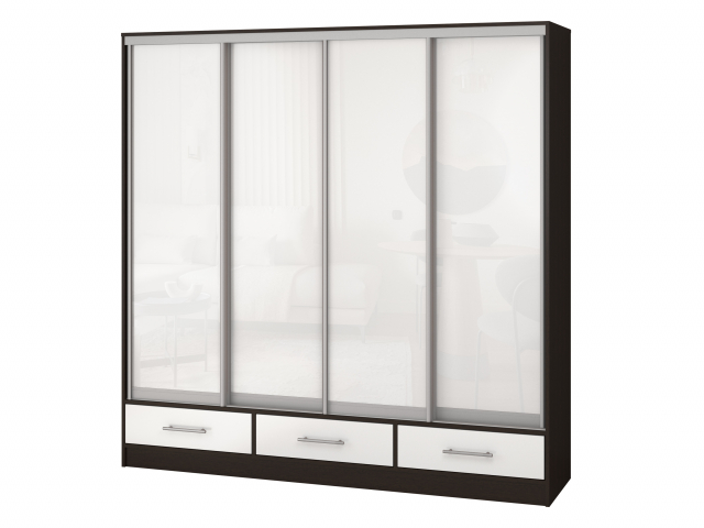 Шкаф-купе четырехстворчатый "Версаль" 4 двери МДФ глянец, венге-белый