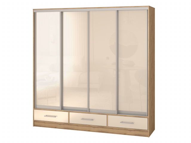 Шкаф-купе четырехстворчатый "Версаль" 4 двери МДФ глянец, дуб золотистый