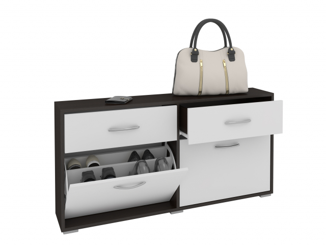 Обувница "Мира 9" ЛДСП, венге-белый