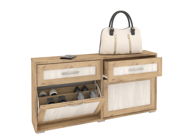 Обувница "Мира 9" рамка МДФ, дуб золотистый-анкор светлый