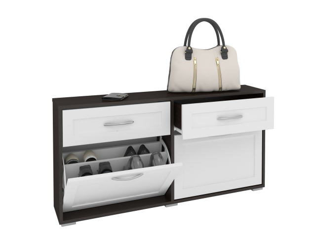 Обувница "Мира 9" рамка МДФ, венге-белый