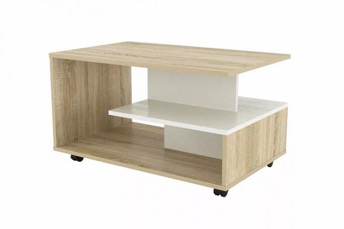 Стол журнальный "Bora-Bora" (Бора-Бора) НМ 011.41 белый текстурный/дуб сонома