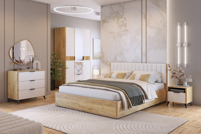 Спальня "Адам" К1 дуб крафт золотой/белое дерево