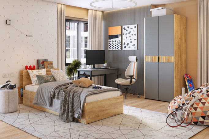 Детская "Адам" К1 дуб крафт золотой/графит/графит