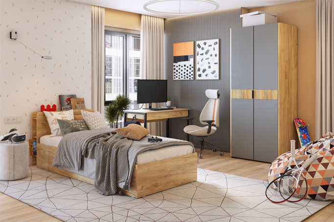 Детская "Адам" К1 дуб крафт золотой/графит/дуб крафт золотой