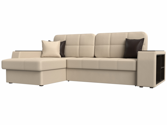 Диван-кровать угловой "Брюссель" левый угол, экокожа бежевая, 29394L