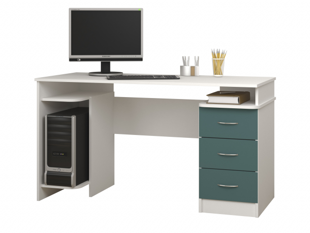 Стол "СП-15"  МДФ глянец, белый/SF (СФ)-013 аквамарин