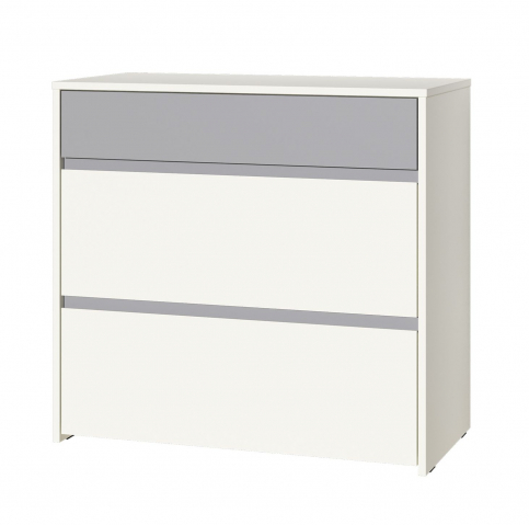 Комод "Торонто 13.321" белый PE (ПЕ) шагрень, стальной серый 1700 PE (ПЕ)