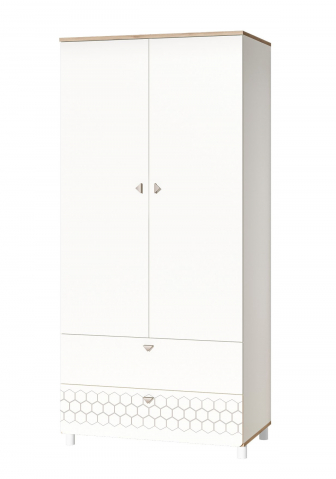 Шкаф для одежды "Эйп 13.334" белый PE (ПЕ) шагрень, дуб белый exclusive OW (ексклусиве ОВ) D4430