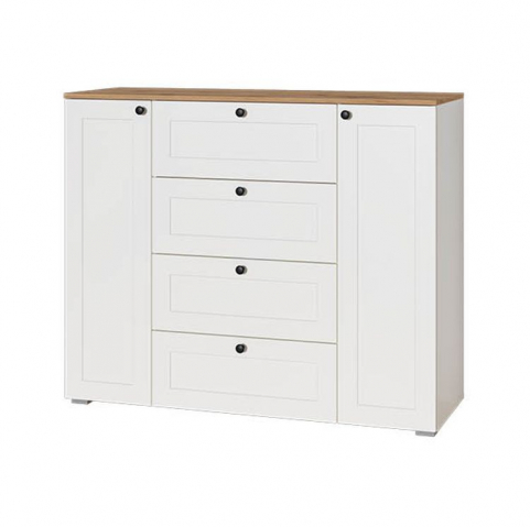 Комод "Остин 16.221" белый PE (ПЕ) шагрень, дуб вотан 065 R (Р)