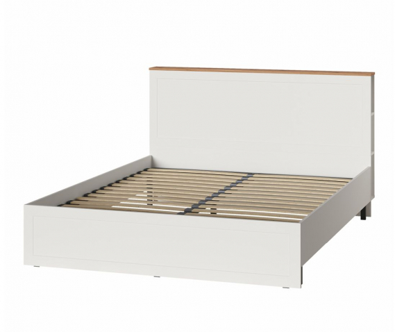 Кровать "Остин 11.53" белый PE (ПЕ) шагрень, дуб золотой craft (крафт) (крафт)