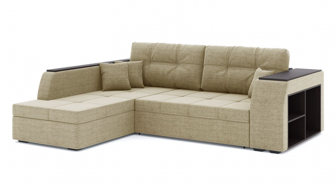 Угловой диван-кровать "Брюссель" рогожка Дрим Дарк Беж