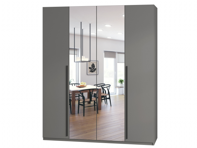 Шкаф "Лаура 4" зеркало, цвет темно-серый