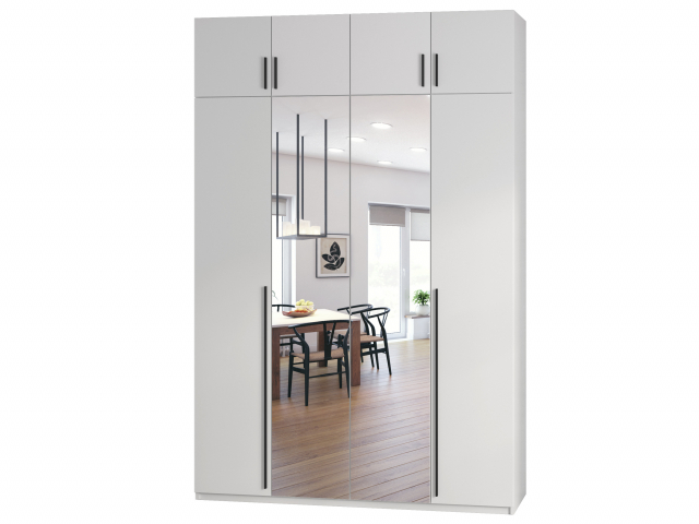 Шкаф "Лаура 4-А", зеркало, цвет белый